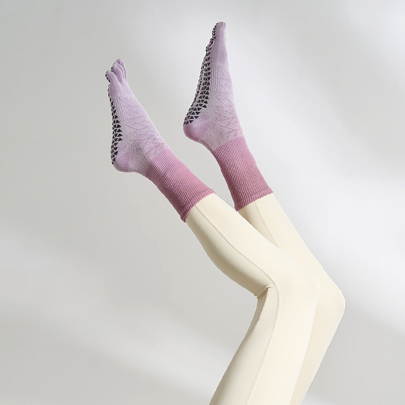 Tie-Dye Mid Yoga Anti-slip Professional Five Finger Socks Pilates Socks