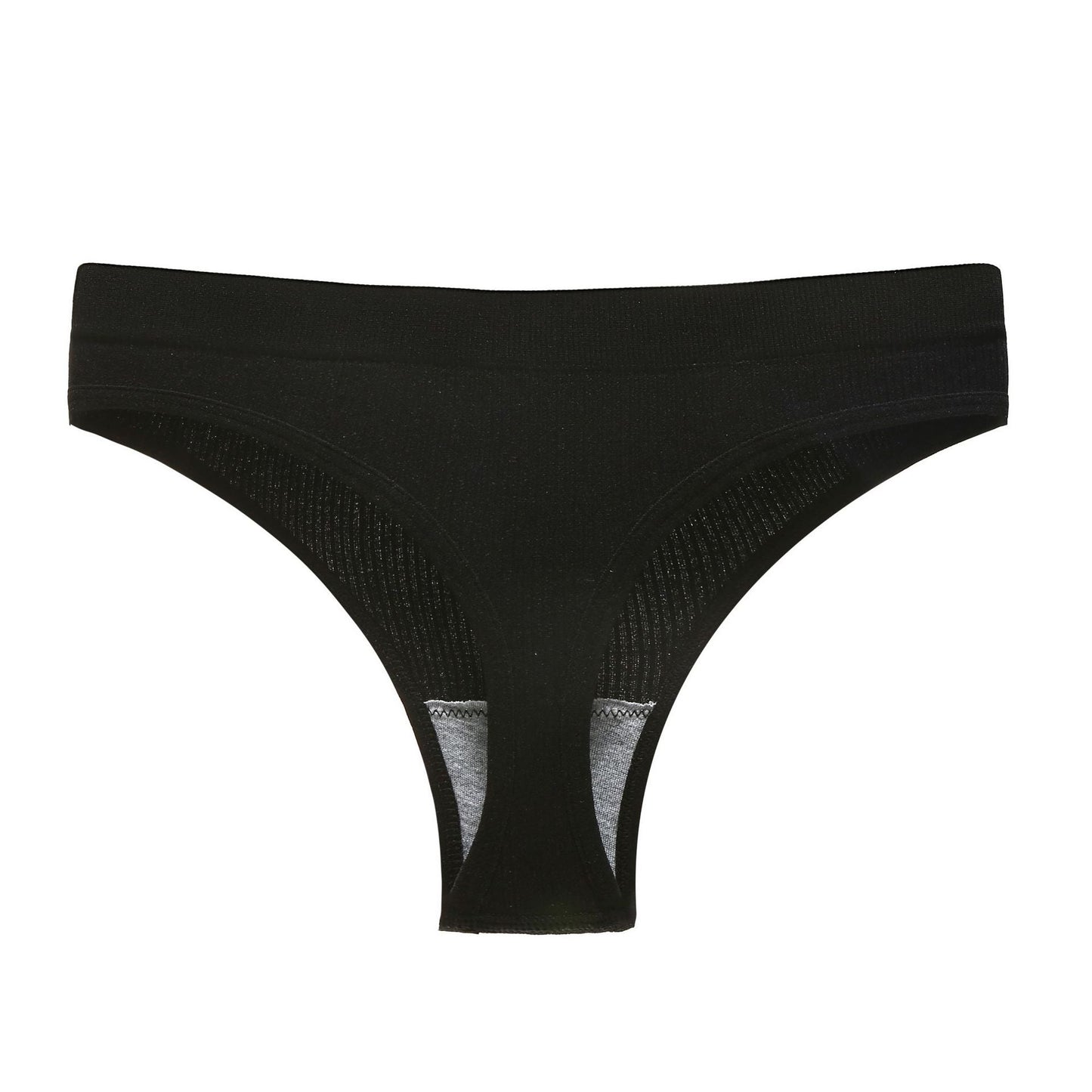 Plus Size Solid Color Mid Waist Fitness Sports Sexy Thong Threaded T Panties