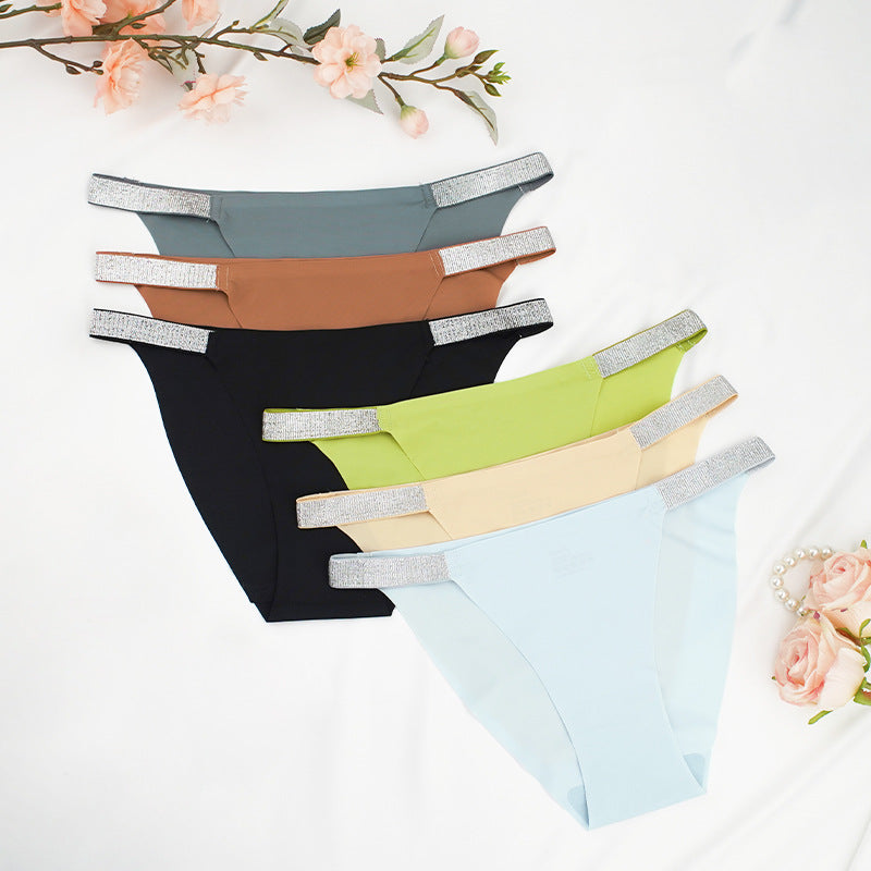 Traceless Ice Silk Low Waisted One Piece Thin Thong Panties