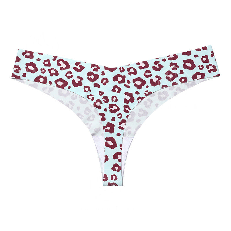 Sexy Low Waist Plus Size Panties Seamless Ice Silk Leopard Thong