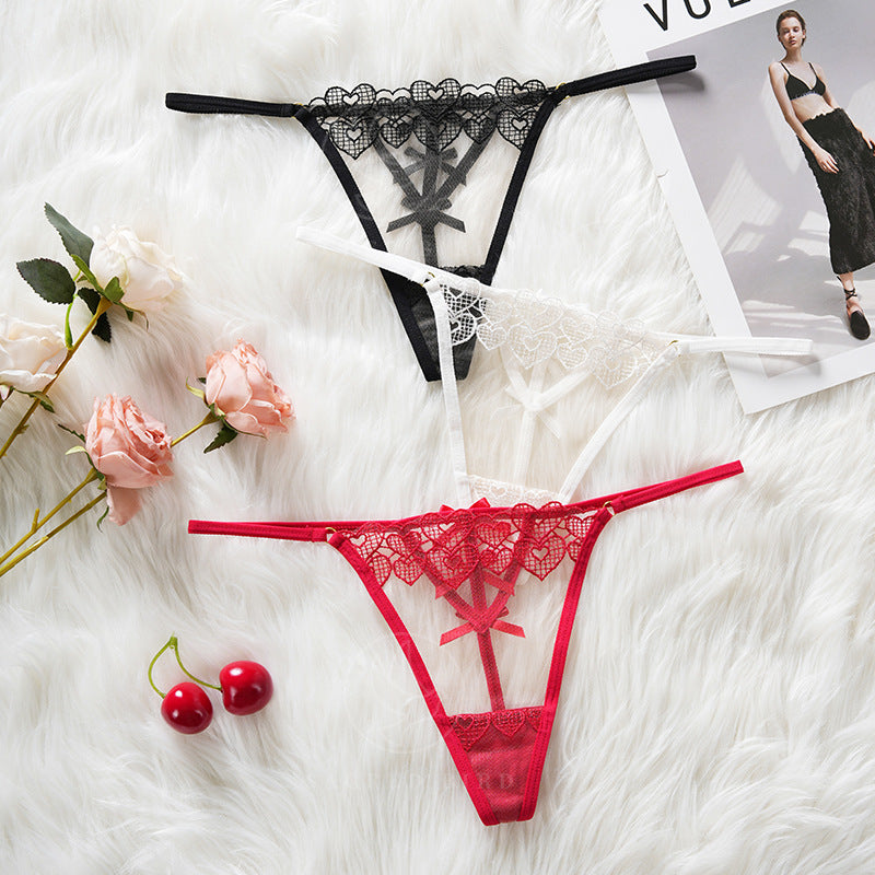 Bow Sexy Mesh Splicing Thong Panties