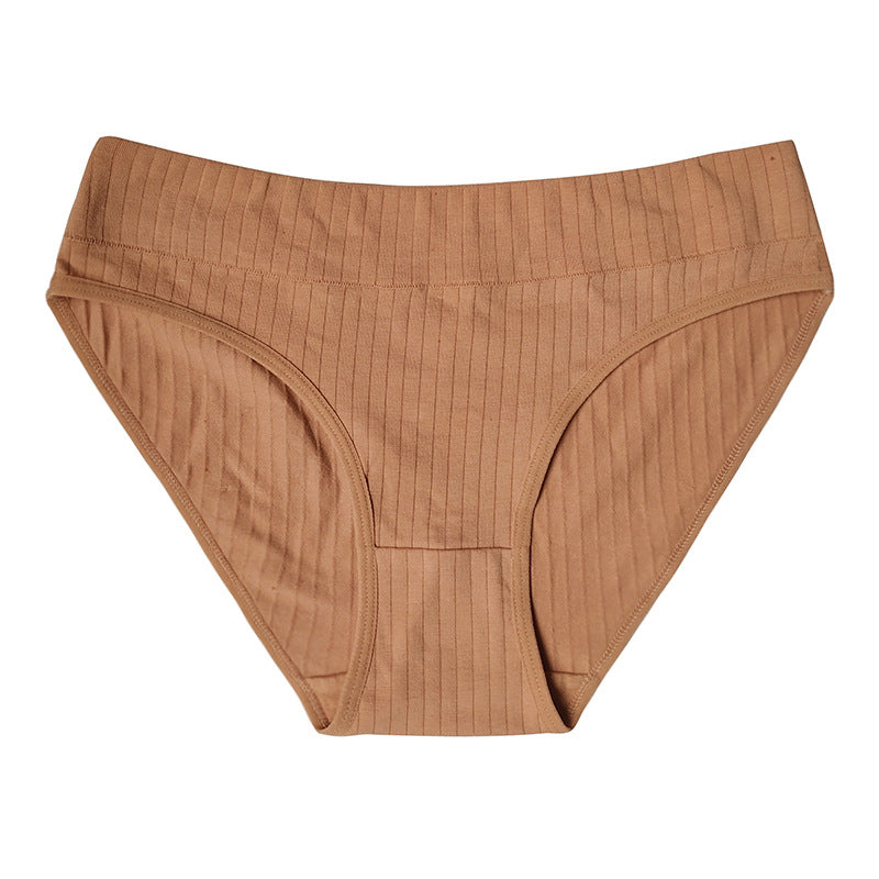 Cotton Breathable Comfortable Mid-waist Solid Color Panties