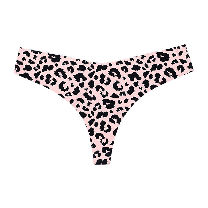 Ice Silk Sleek Animal Print T-Back Thong Panties