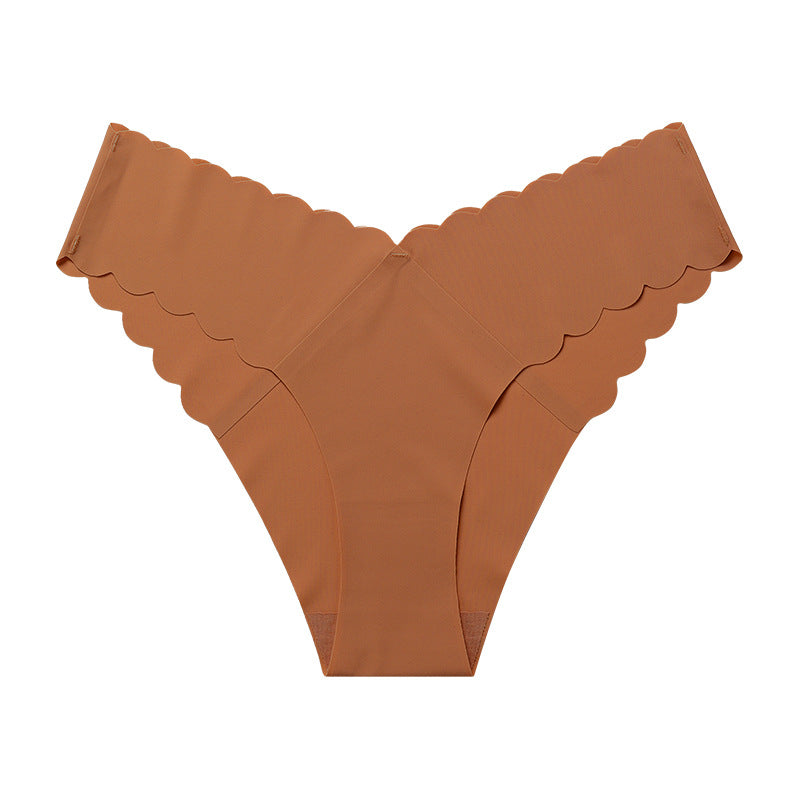 Wave Lace V-Shape Waistband No Trace Ice Silk Panties