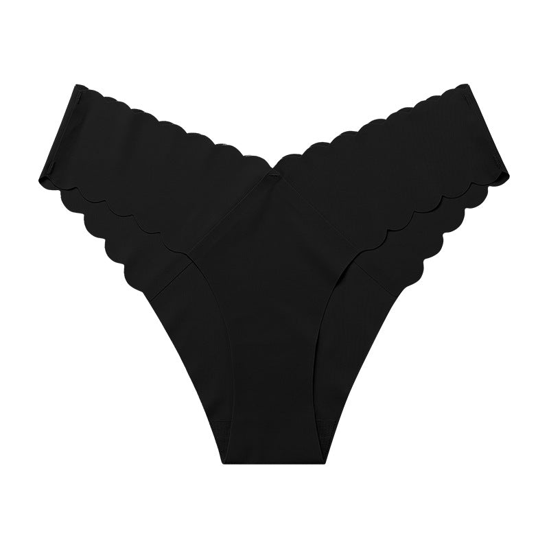 Wave Lace V-Shape Waistband No Trace Ice Silk Panties