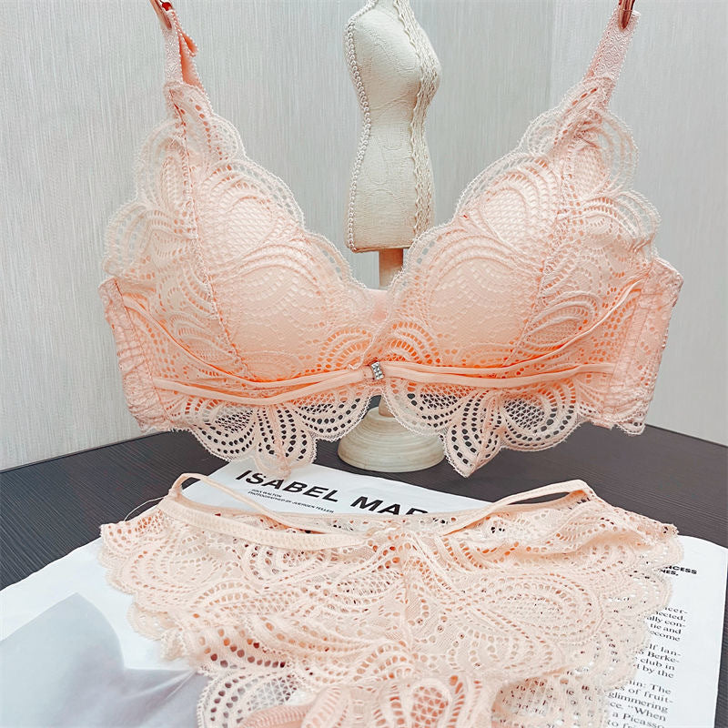 French Sexy Deep V Lace Ultra Thin Bra Set