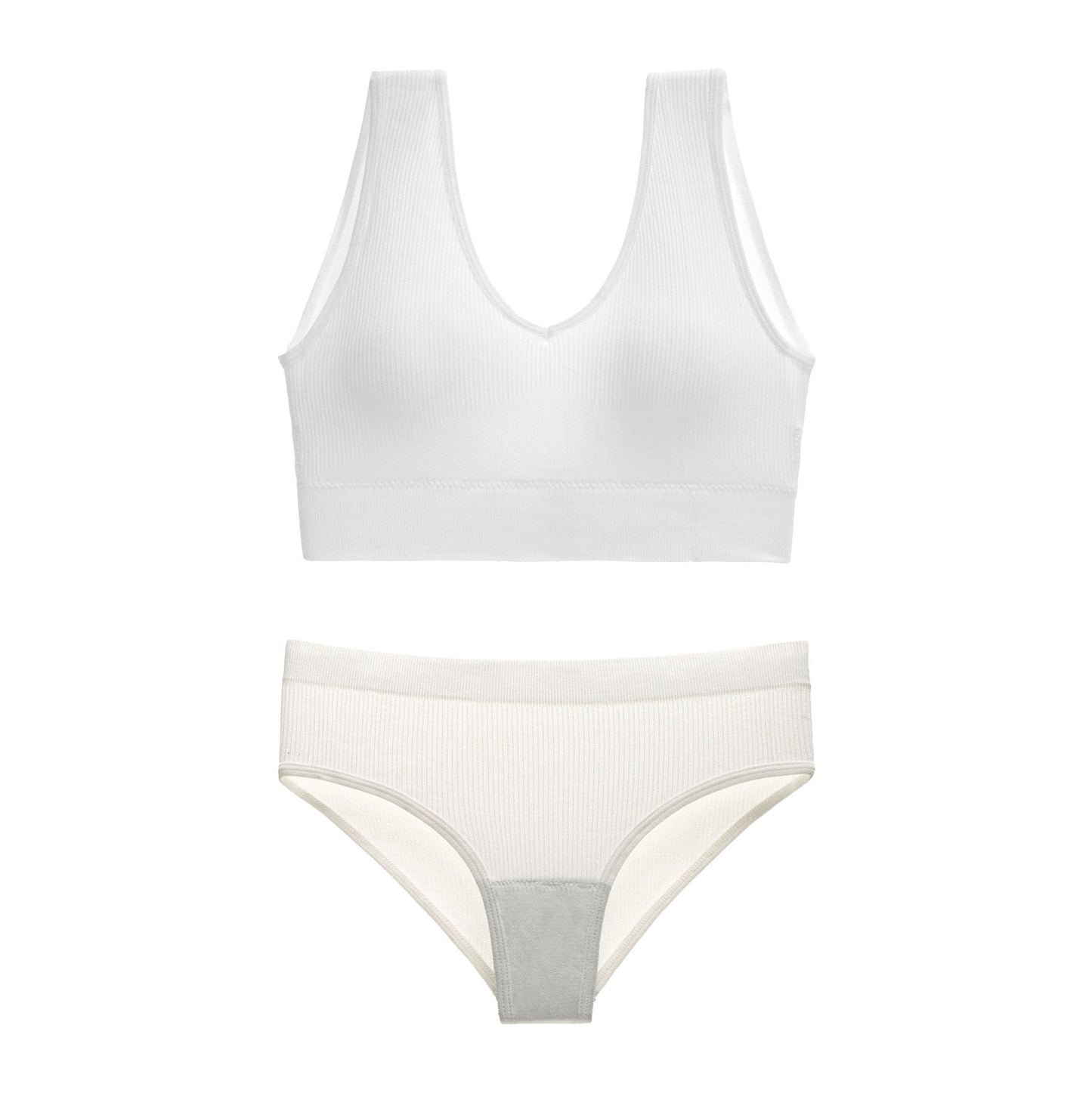 Non-Steel Ring Gathering Sexy Big Show Tank Top Bra Triangle Cup Set