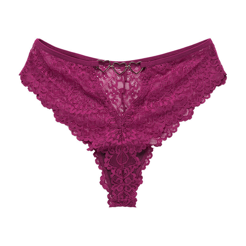 Mid-rise Lace See-Through Sexy Cotton Crotch T-Back Panties