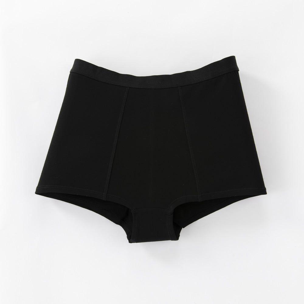 High Waist Solid Color Knitted Butt Lift Tummy Control Anti-Exposure Cotton Boxer Briefs Panties