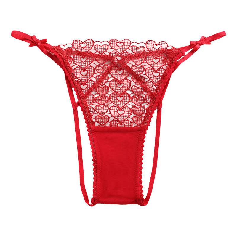 French Lace Lace Hollow Out Spaghetti Strap Bow Panties