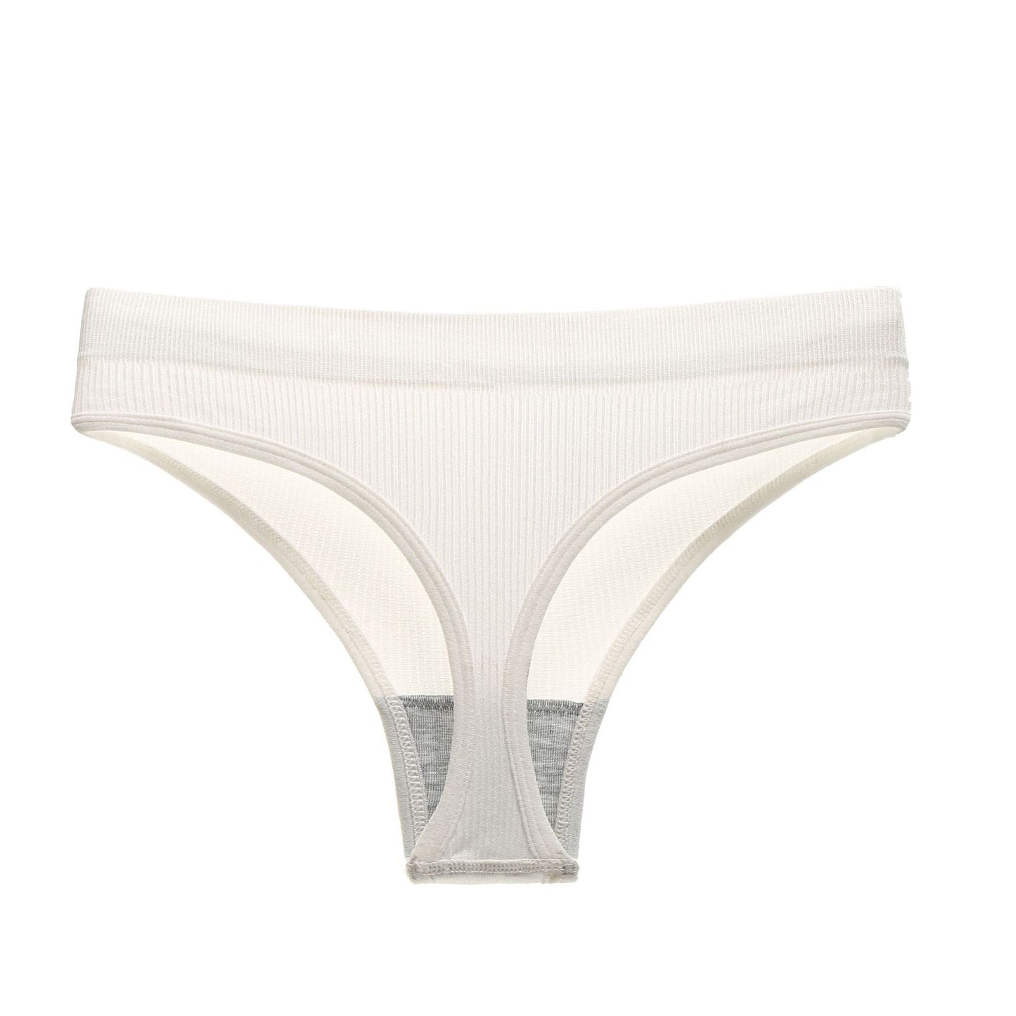 Plus Size Solid Color Mid Waist Fitness Sports Sexy Thong Threaded T Panties