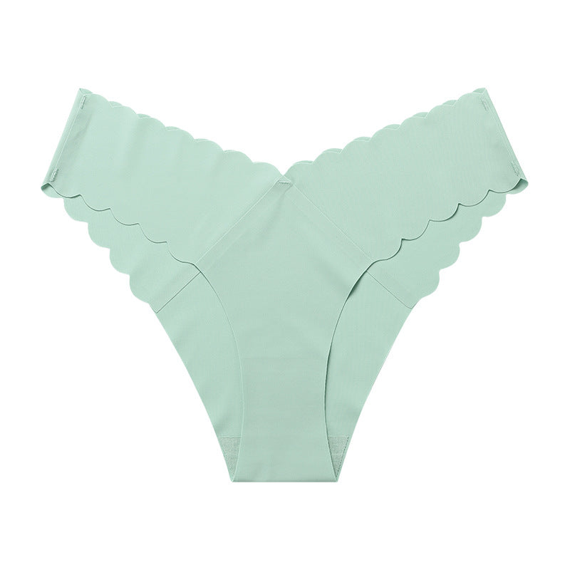 Wave Lace V-Shape Waistband No Trace Ice Silk Panties