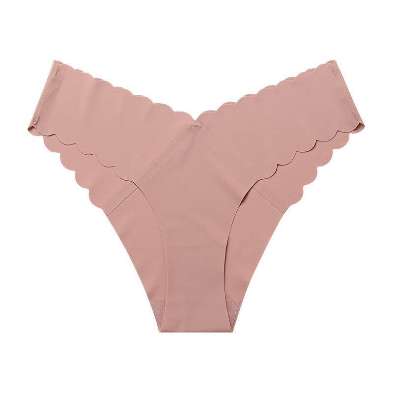 Wave Lace V-Shape Waistband No Trace Ice Silk Panties