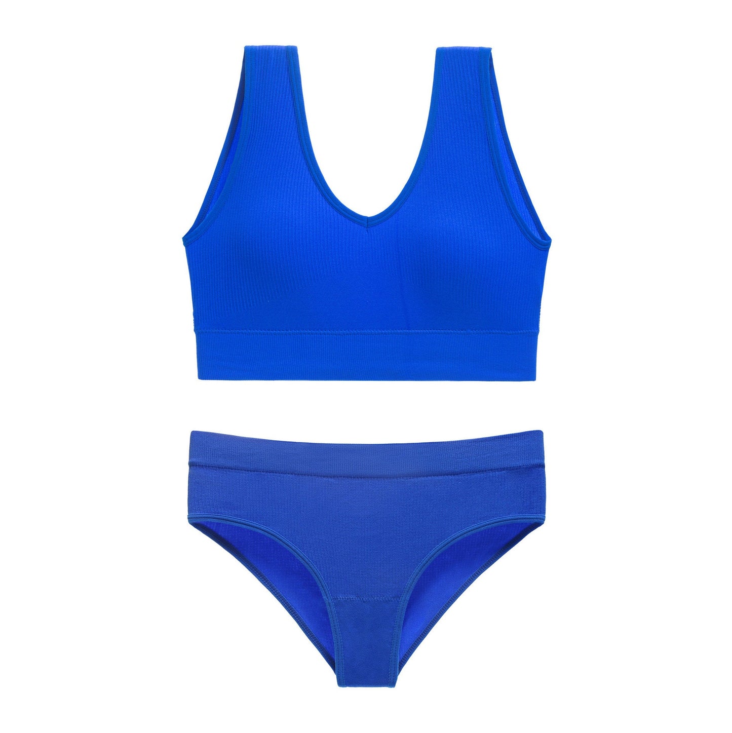 Non-Steel Ring Gathering Sexy Big Show Tank Top Bra Triangle Cup Set