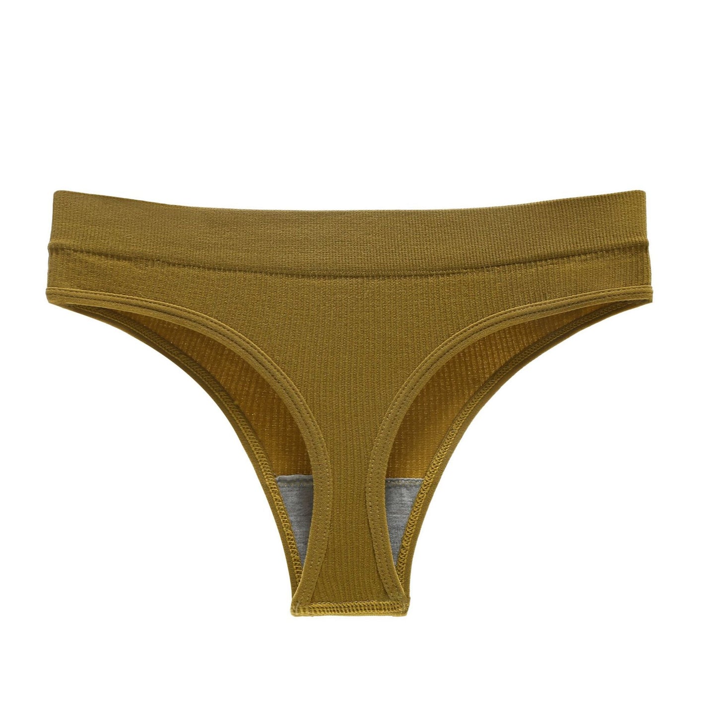 Plus Size Solid Color Mid Waist Fitness Sports Sexy Thong Threaded T Panties