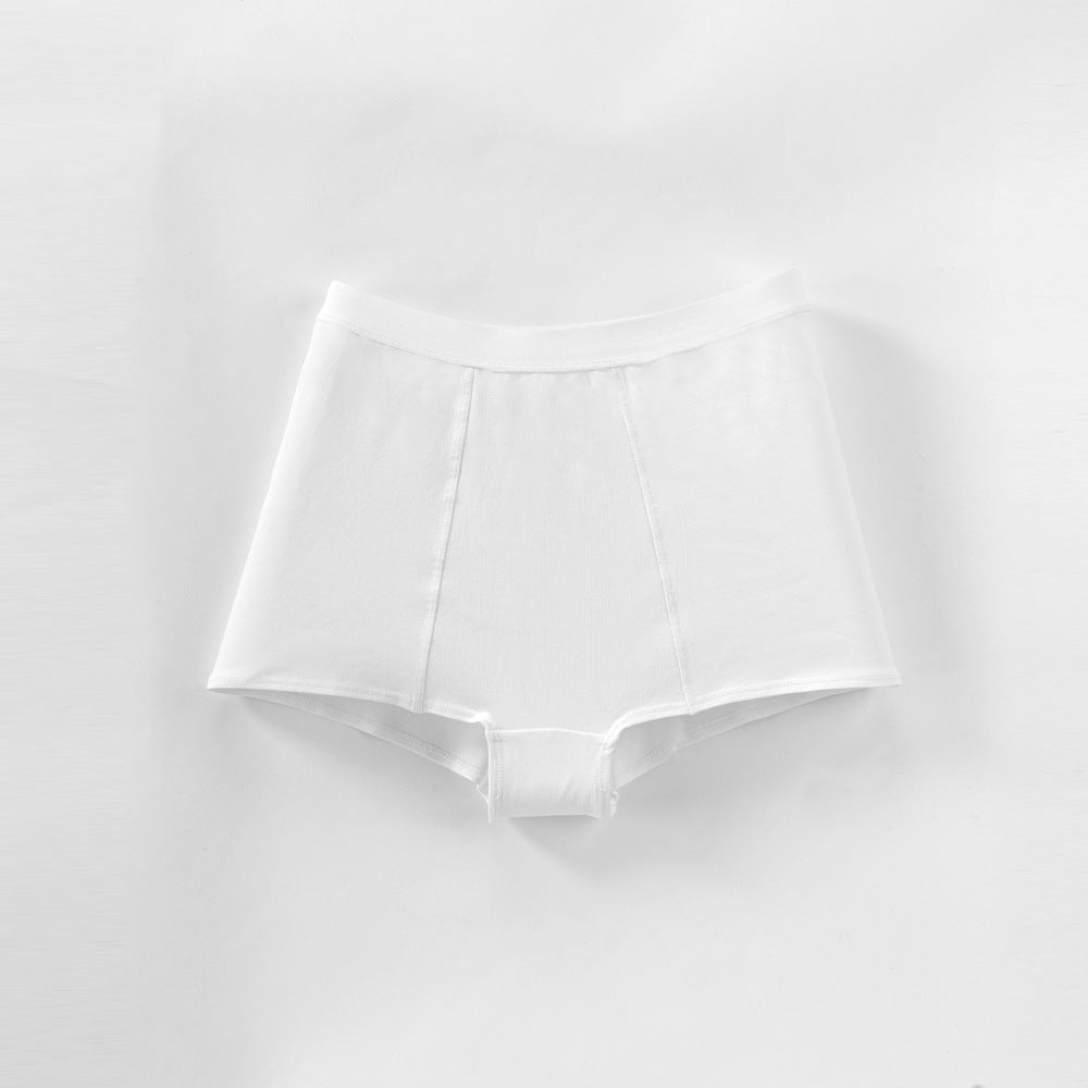 High Waist Solid Color Knitted Butt Lift Tummy Control Anti-Exposure Cotton Boxer Briefs Panties