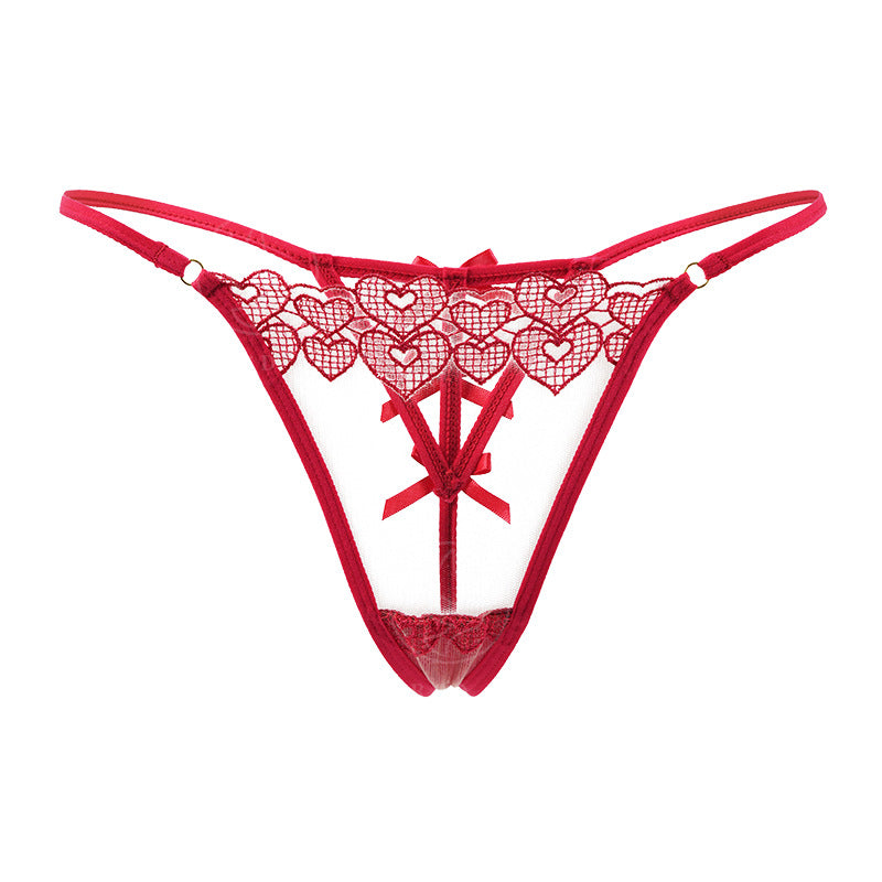 Bow Sexy Mesh Splicing Thong Panties