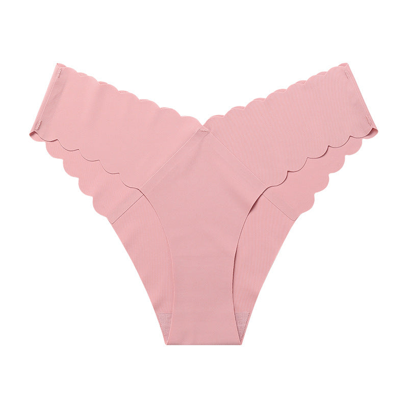 Wave Lace V-Shape Waistband No Trace Ice Silk Panties