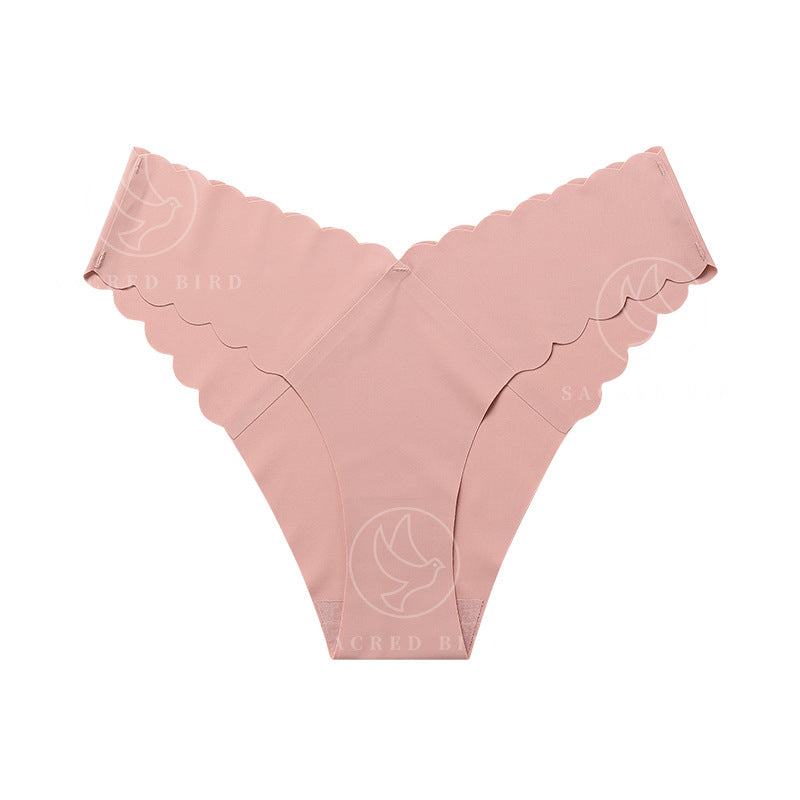 Wave Lace V-Shape Waistband No Trace Ice Silk Panties