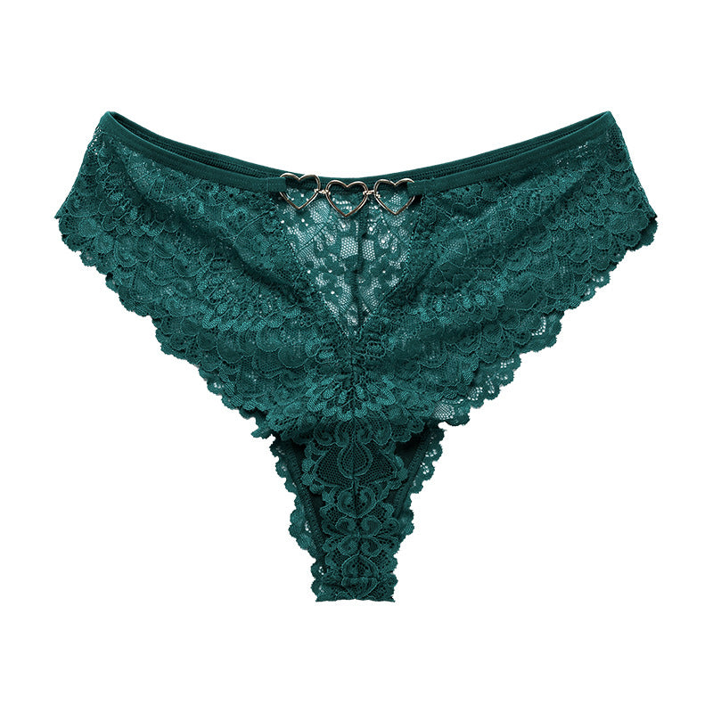 Mid-rise Lace See-Through Sexy Cotton Crotch T-Back Panties