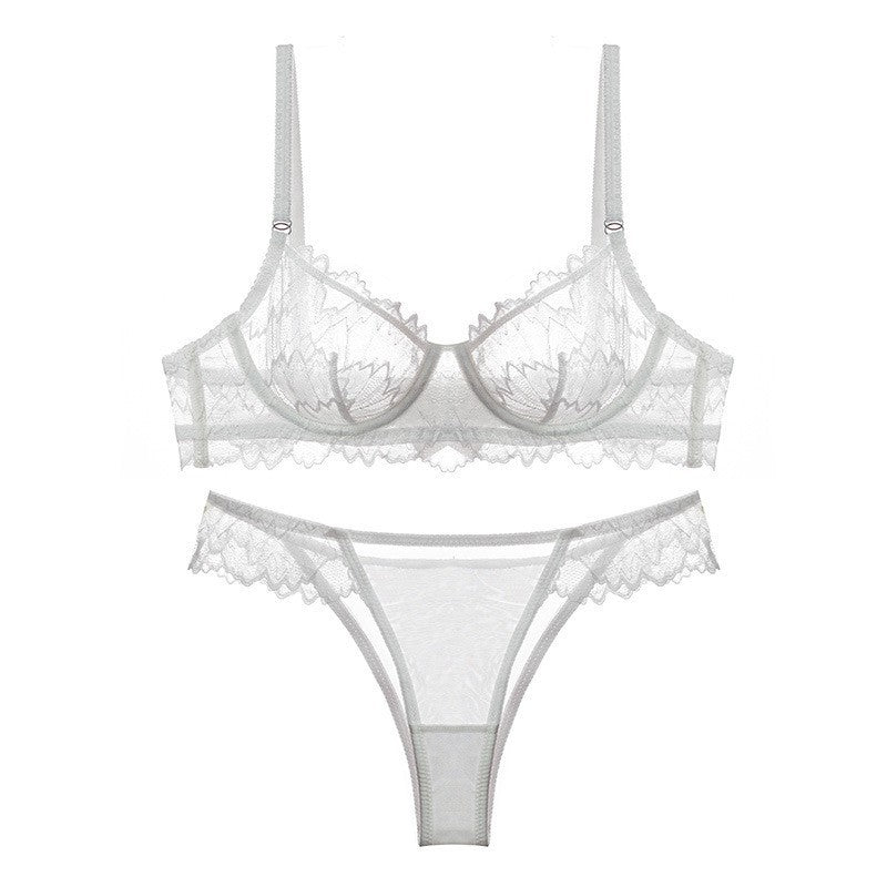 French Sexy Thin Lace Large Breasts & Anti-Sag Bra Set