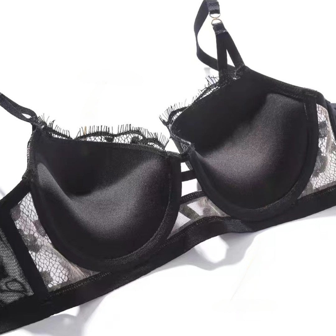 French Leopard Lace Sexy Bra Top Support Bra Set