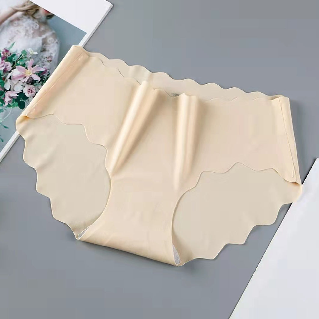 One Piece Ice Silk Free Mid Waist Quick Dry Wave Panties