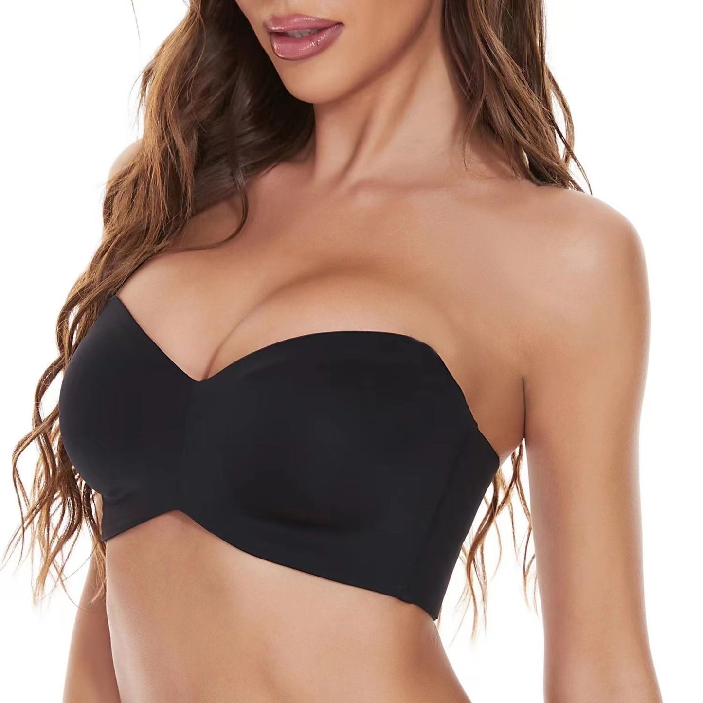 Removable Shoulder Straps Plunge Type Ultra-thin Large Cup Strapless Non-Slip Bra