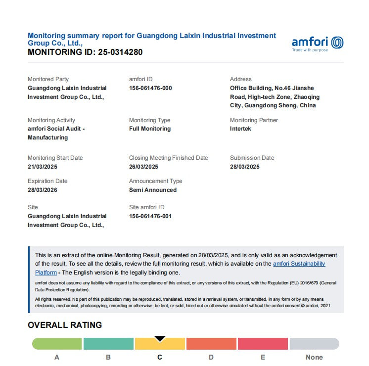 In 2025, Our Factory Successfully Obtained BSCI Certification, Continuing to Fulfill Our Social Responsibility