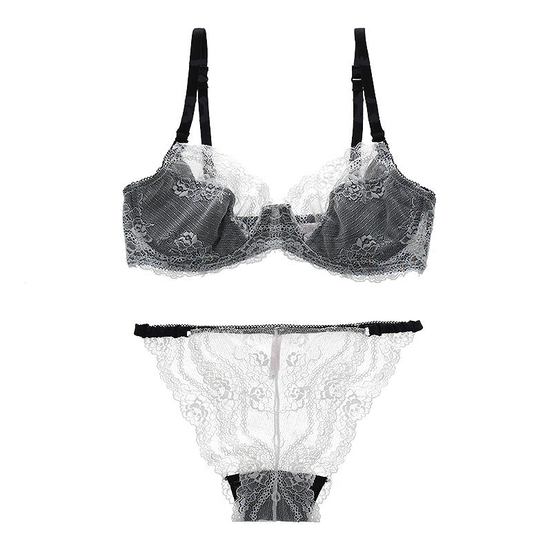 French Sexy Ultra-thin Transparent Lace Bra Set