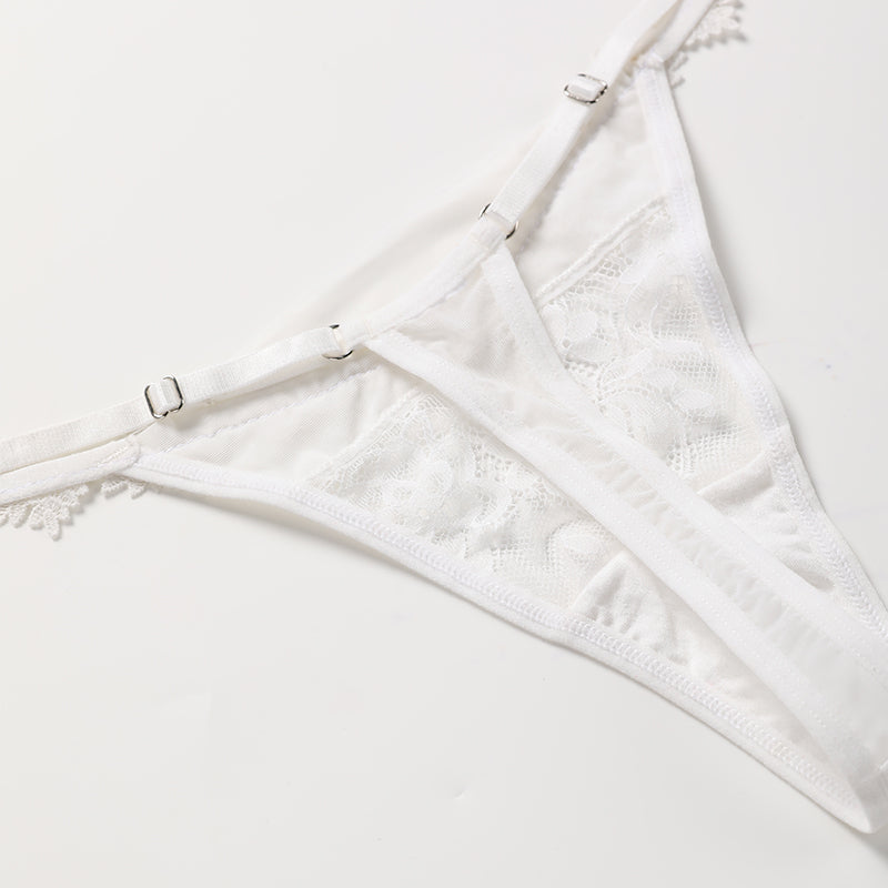 French Lace Embroidered Satin Sexy Thong Panties