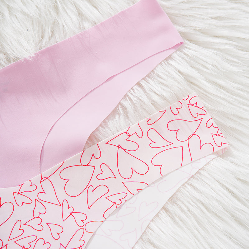 Chic Heartline Print Low-Rise T-Back Thong Panties
