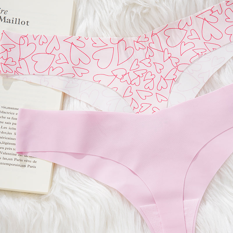 Chic Heartline Print Low-Rise T-Back Thong Panties