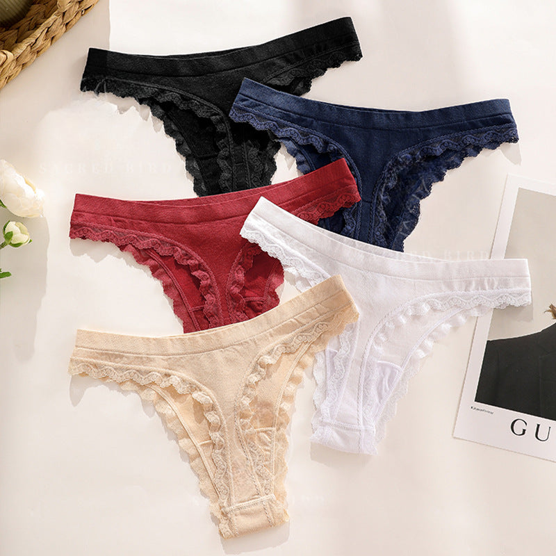 Sexy Lace Splicing Yoga Invisible Panties Thongs
