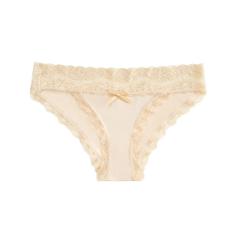 French Lace Splicing No Trace Thin Breathable Sports Low Waisted Panties