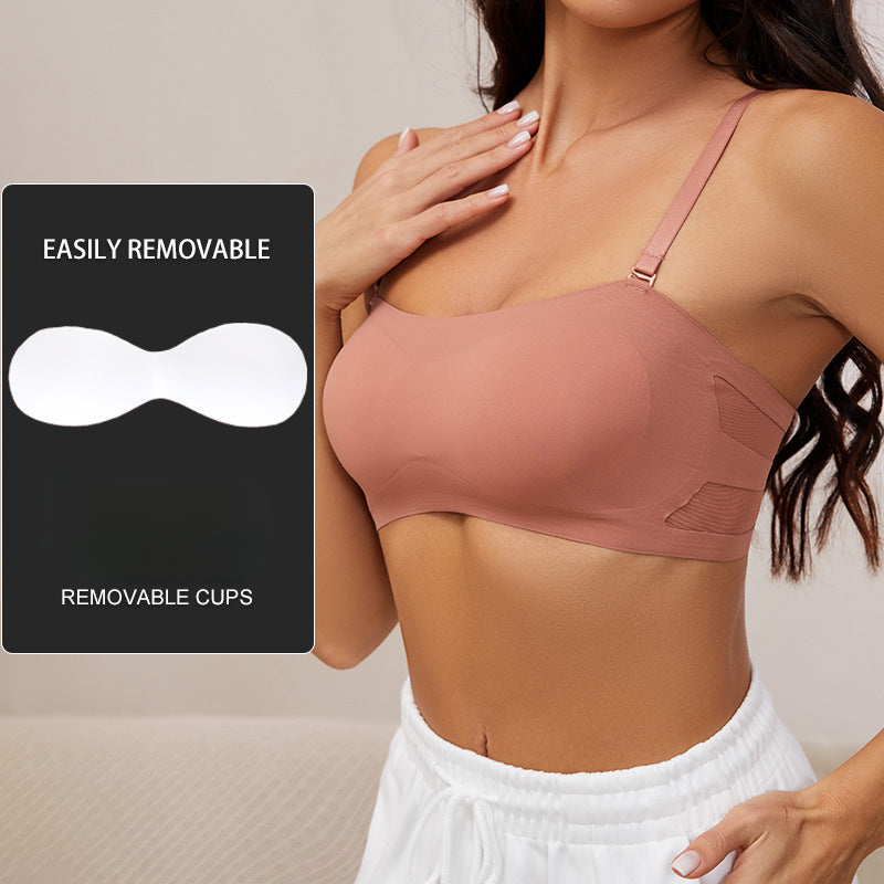 Non-marking One-piece Glossy Thin Gathered Bra