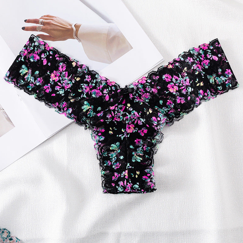Low Waist Women Floral Lace Sexy Seamless Thong Panties