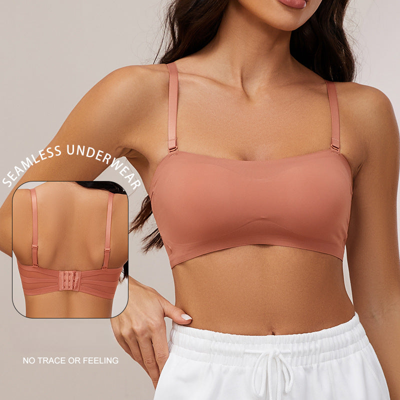 Non-marking One-piece Glossy Thin Gathered Bra
