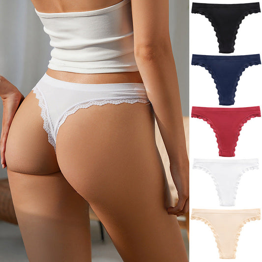 Sexy Lace Splicing Yoga Invisible Panties Thongs