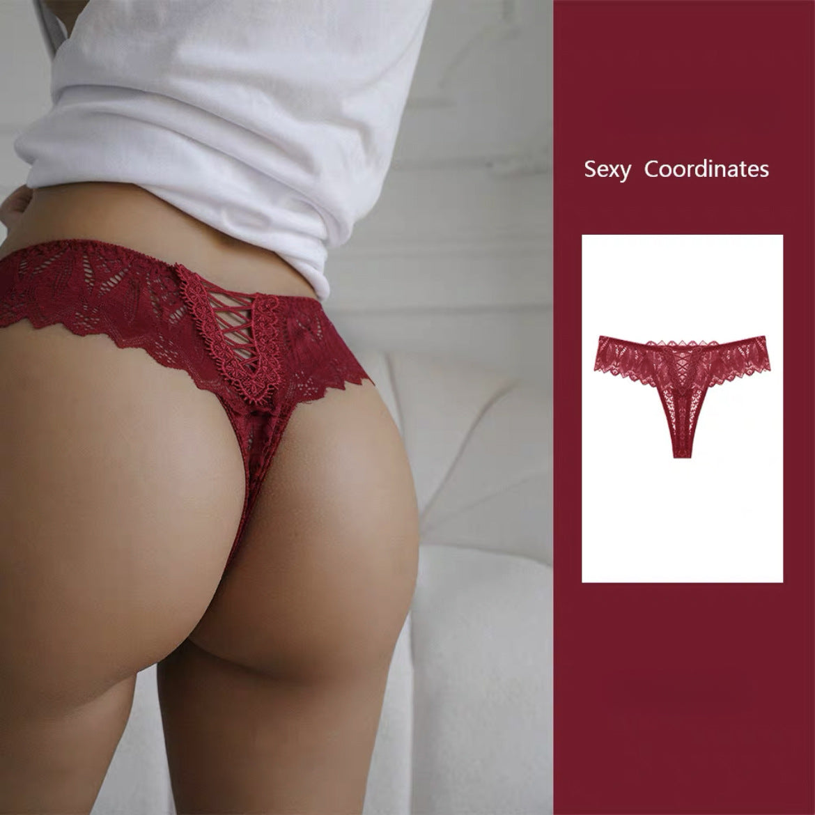 Sexy Lace Lace Low Waisted Thong Panties