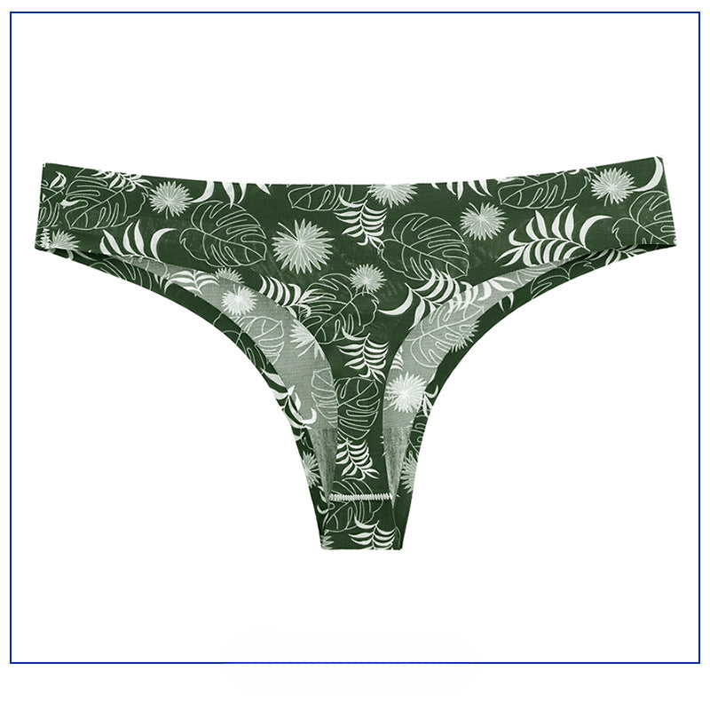Plus Size Sports No Trace Panties Printed Low Waist Sexy Thongs