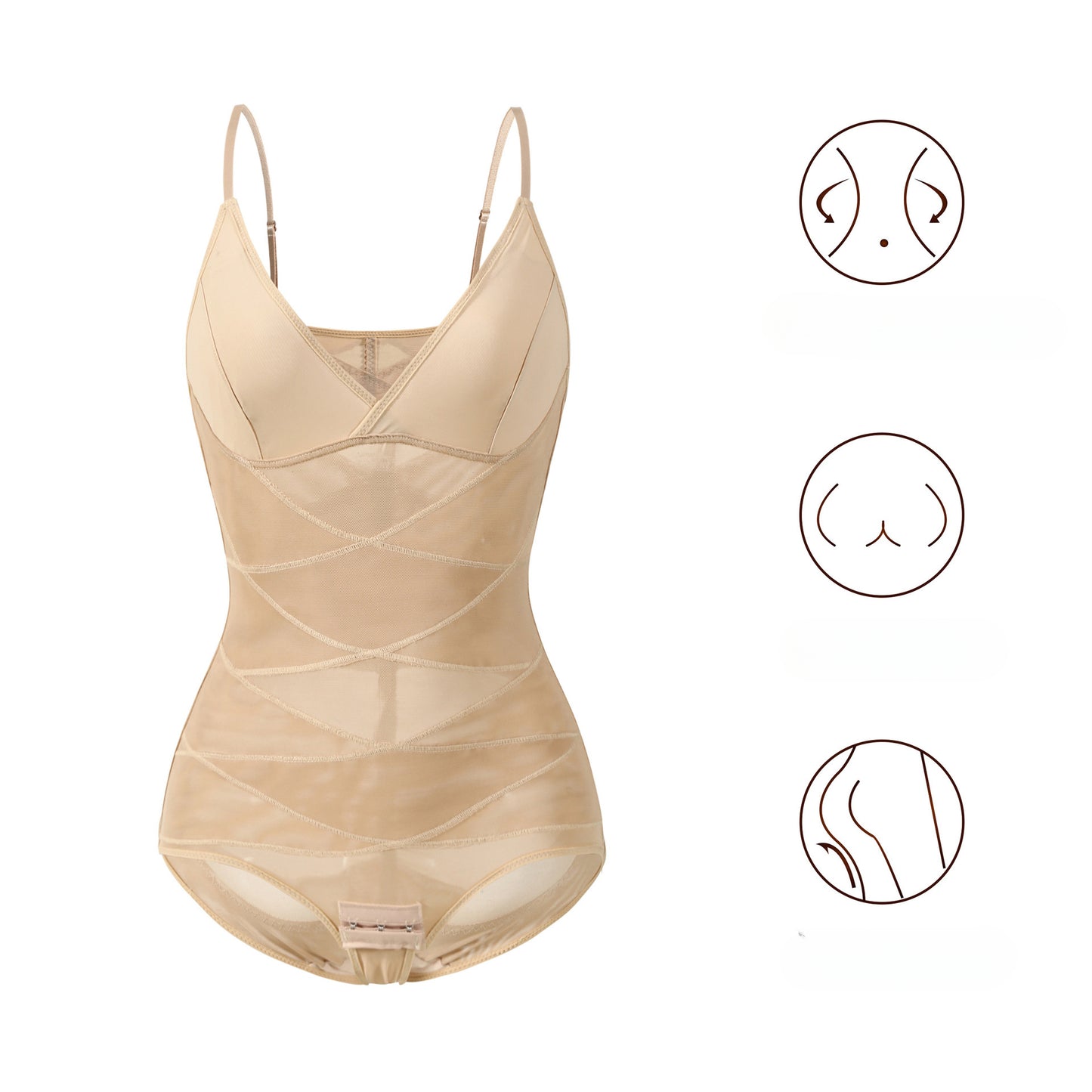 Traceless Triangle Corset Mesh Body Sport Shaper Bodysuit