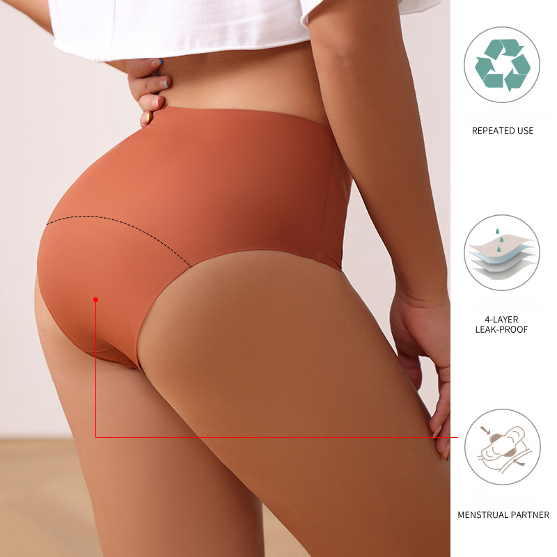 Large Size No Trace Mid Waist Four Layer Physiological Panties
