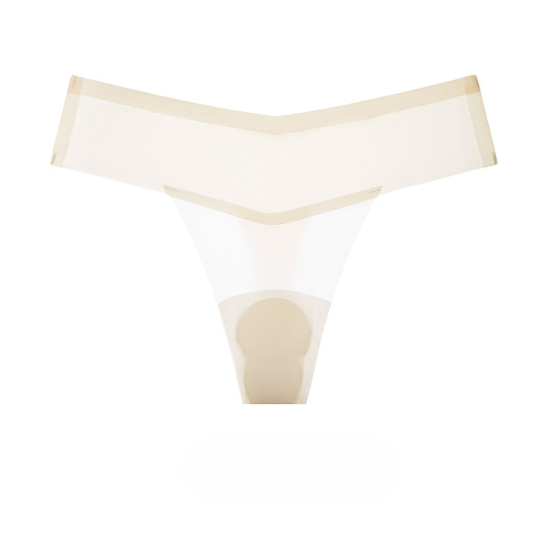 Ultra Thin Ice Silk Seamless Sports Yoga Thong Panties