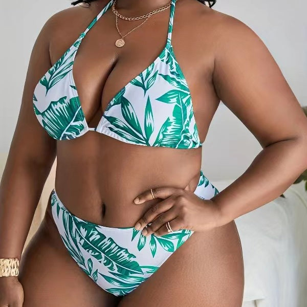 Three Piece Swimwear Mesh Digital Print Long Sleeve Cover Up Bikini