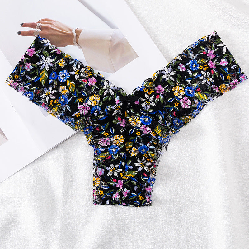 Low Waist Women Floral Lace Sexy Seamless Thong Panties