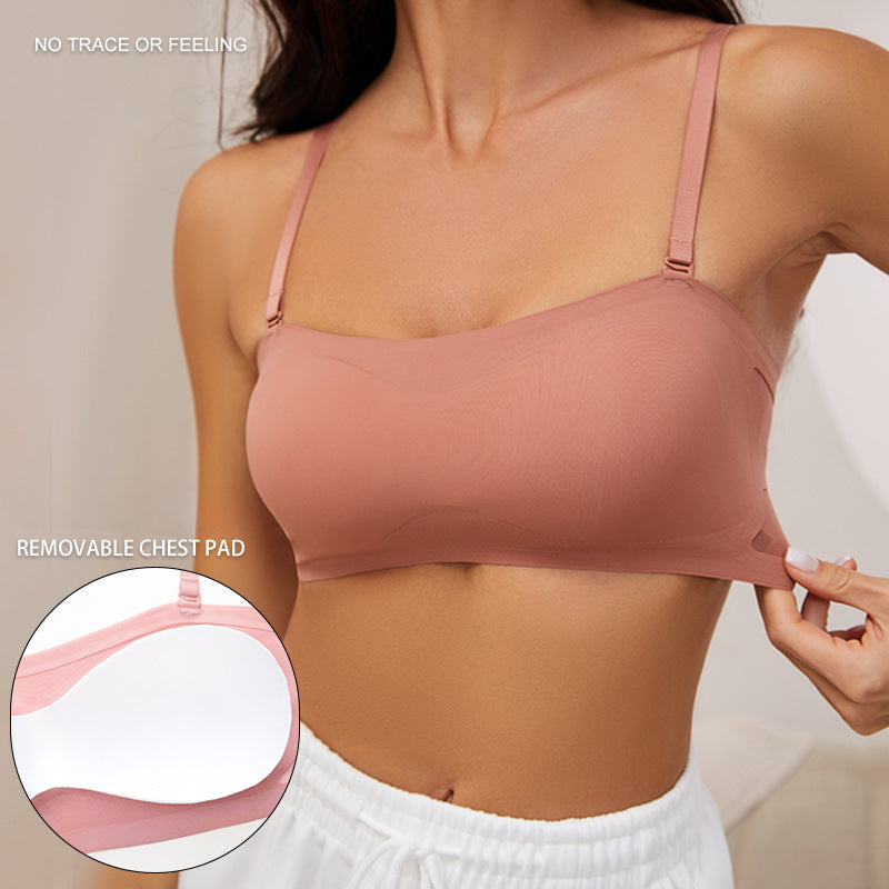 Non-marking One-piece Glossy Thin Gathered Bra