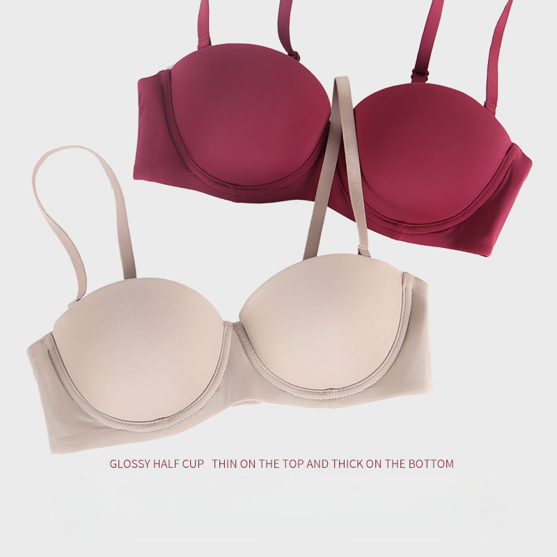 Half Cup Non-marking Gathered Ultra-thin Style Bra