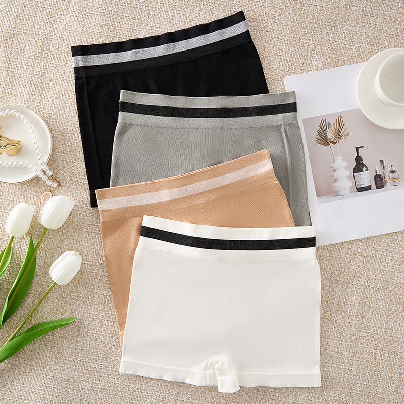 Colorblocking Seamless Thin Flat Pants High Waist Anti-Glare Panties