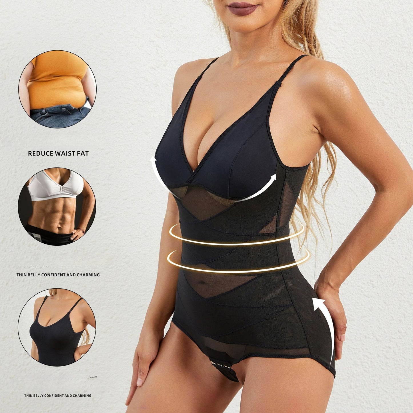 Traceless Triangle Corset Mesh Body Sport Shaper Bodysuit